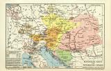 Historische Karte von Österreich-Ungarn historische Landkarte Lithographie ca. 1912