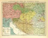 Ethnographische Karte von Österreich-Ungarn historische Landkarte Lithographie ca. 1903