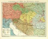 Ethnographische Karte von Österreich-Ungarn historische Landkarte Lithographie ca. 1910