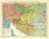 Ethnographische Karte von Österreich-Ungarn historische Landkarte Lithographie ca. 1912