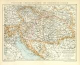 Österreich-Ungarn politische Karte Lithographie 1900...