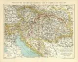 Politische Übersichtskarte von Österreich-Ungarn historische Landkarte Lithographie ca. 1904