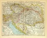Österreich-Ungarn politische Karte Lithographie 1905...