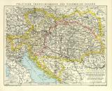 Politische Übersichtskarte von Österreich-Ungarn historische Landkarte Lithographie ca. 1906