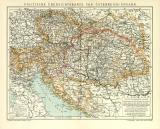 Politische Übersichtskarte von Österreich-Ungarn historische Landkarte Lithographie ca. 1910