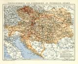 Übersichtskarte der Eisenbahnen in Österreich-Ungarn historische Landkarte Lithographie ca. 1906