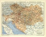 Übersichtskarte der Eisenbahnen in Österreich-Ungarn historische Landkarte Lithographie ca. 1912