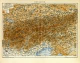 Ostalpen historische Landkarte Lithographie ca. 1904