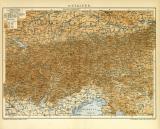 Ostalpen Karte Lithographie 1905 Original der Zeit