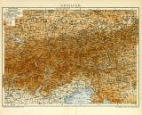 Ostalpen historische Landkarte Lithographie ca. 1910