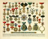 Die wichtigsten Orden I. historische Bildtafel Chromolithographie ca. 1902