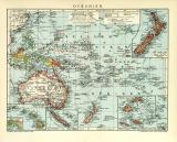 Oceanien historische Landkarte Lithographie ca. 1910