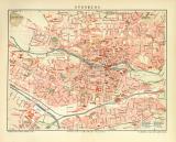 Nürnberg historischer Stadtplan Karte Lithographie ca. 1904