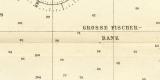 Seekarte der Nordsee historische Seekarte Lithographie ca. 1899