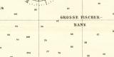 Seekarte der Nordsee historische Seekarte Lithographie ca. 1906