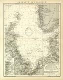 Seekarte der Nordsee Karte Lithographie 1908 Original der...