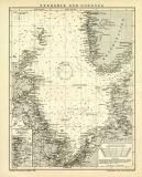 Seekarte der Nordsee historische Seekarte Lithographie ca. 1911