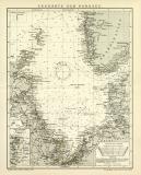 Seekarte der Nordsee historische Seekarte Lithographie ca. 1912