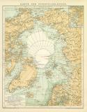 Karte der Nordpolarländer historische Landkarte Lithographie ca. 1899