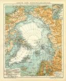 Karte der Nordpolarländer historische Landkarte Lithographie ca. 1905
