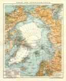 Karte der Nordpolarländer historische Landkarte Lithographie ca. 1907