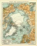 Karte der Nordpolarländer historische Landkarte Lithographie ca. 1909