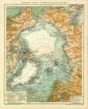 Karte der Nordpolarländer historische Landkarte Lithographie ca. 1910