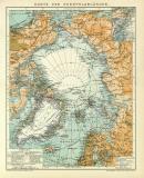 Karte der Nordpolarländer historische Landkarte Lithographie ca. 1912