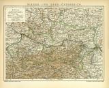 Nieder- & Oberösterreich Karte Lithographie 1905...