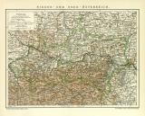 Nieder- und Ober- Österreich historische Landkarte Lithographie ca. 1912