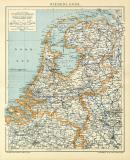 Niederlande Karte Lithographie 1911 Original der Zeit