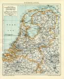 Niederlande Karte Lithographie 1912 Original der Zeit