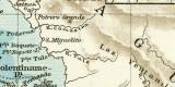 Nicaragua- und Panamakanal historische Landkarte Lithographie ca. 1902