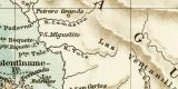 Nicaragua & Panama Kanal Karte Lithographie 1904...