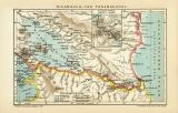 Nicaragua & Panama Kanal Karte Lithographie 1905...