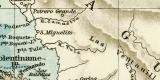 Nicaragua- und Panamakanal historische Landkarte Lithographie ca. 1909