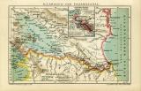 Nicaragua & Panama Kanal Karte Lithographie 1911...
