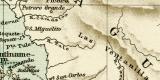 Nicaragua- und Panamakanal historische Landkarte Lithographie ca. 1911