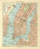 New York Stadtplan Lithographie 1904 Original der Zeit
