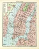 New York Stadtplan Lithographie 1906 Original der Zeit