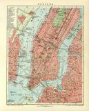 Neuyork historischer Stadtplan Karte Lithographie ca. 1909