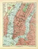 Neuyork historischer Stadtplan Karte Lithographie ca. 1910