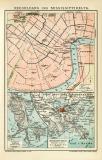 Neuorleans und Mississippidelta historischer Stadtplan Karte Lithographie ca. 1904
