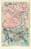 Neuorleans und Mississippidelta historischer Stadtplan Karte Lithographie ca. 1907