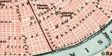 New Orleans Mississippidelta Stadtplan Lithographie 1907...