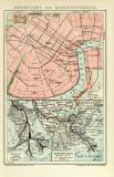 Neuorleans und Mississippidelta historischer Stadtplan Karte Lithographie ca. 1908