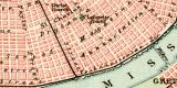 New Orleans Mississippidelta Stadtplan Lithographie 1908...
