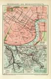 New Orleans Mississippidelta Stadtplan Lithographie 1912...