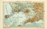 Neapel & Umgebung Stadtplan Lithographie 1904...