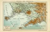 Neapel & Umgebung Stadtplan Lithographie 1905...